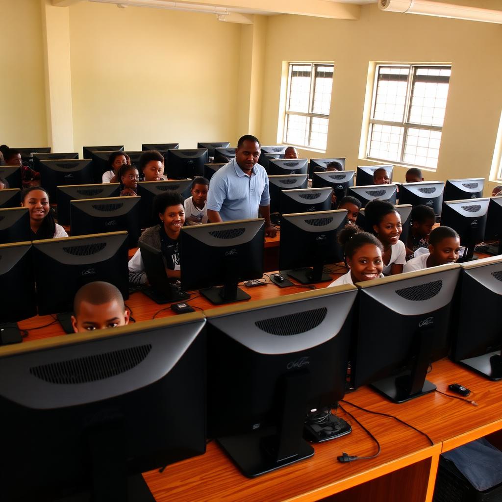 Haitian students in a fully equipped Dofitek computer lab