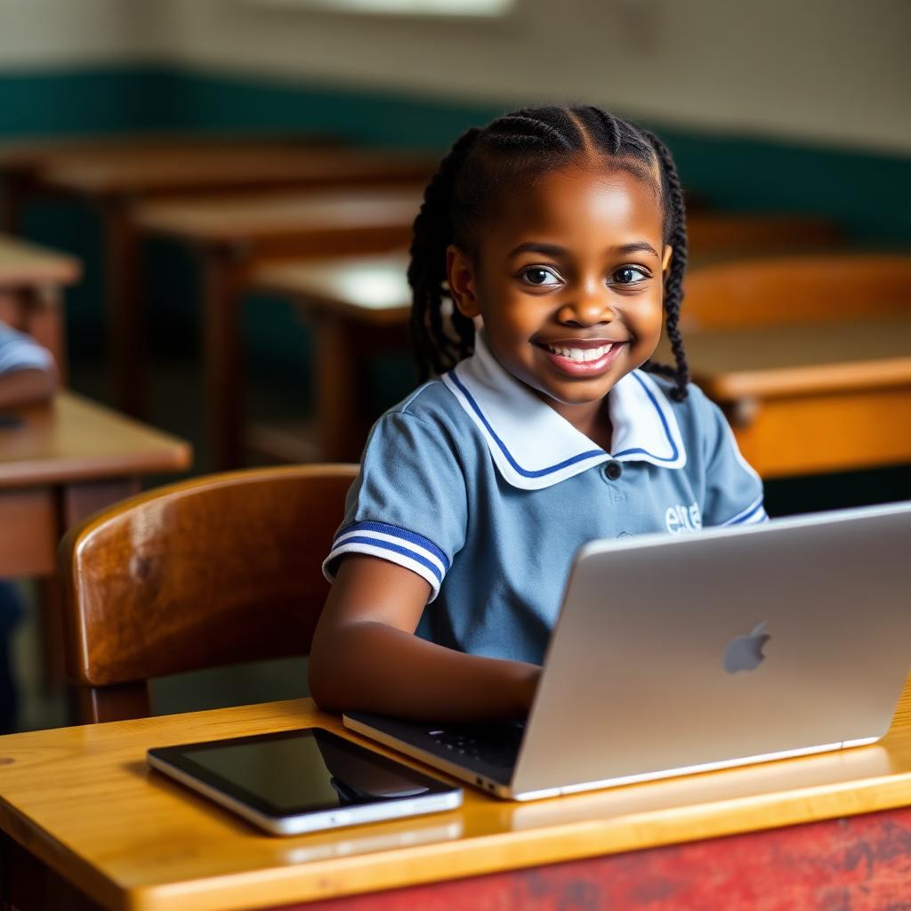 Haitian schoolgirl studying on her Tech Kit laptop
